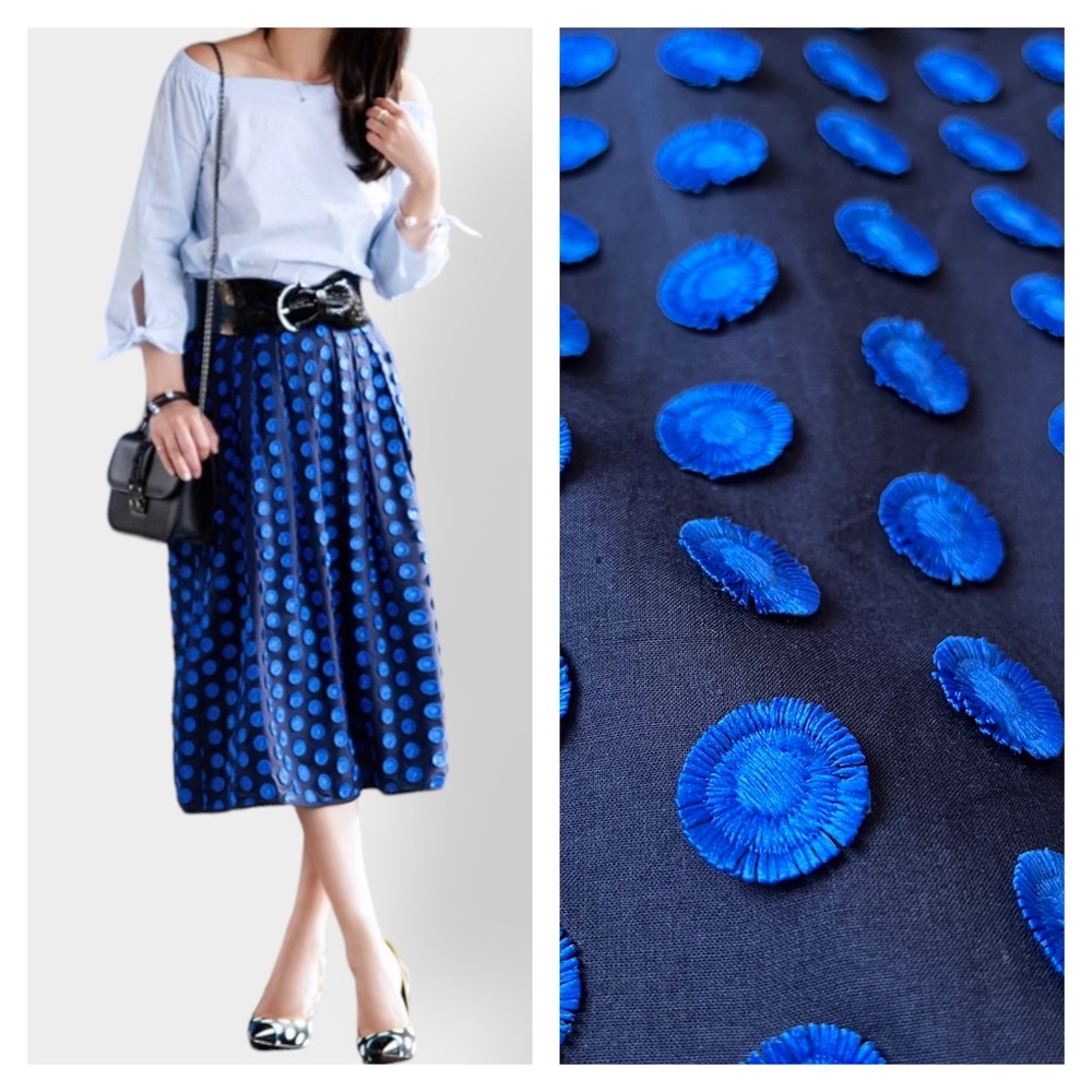 J. Crew Blue Polka Dot A-Line Midi Skirt- Hard to find!!!